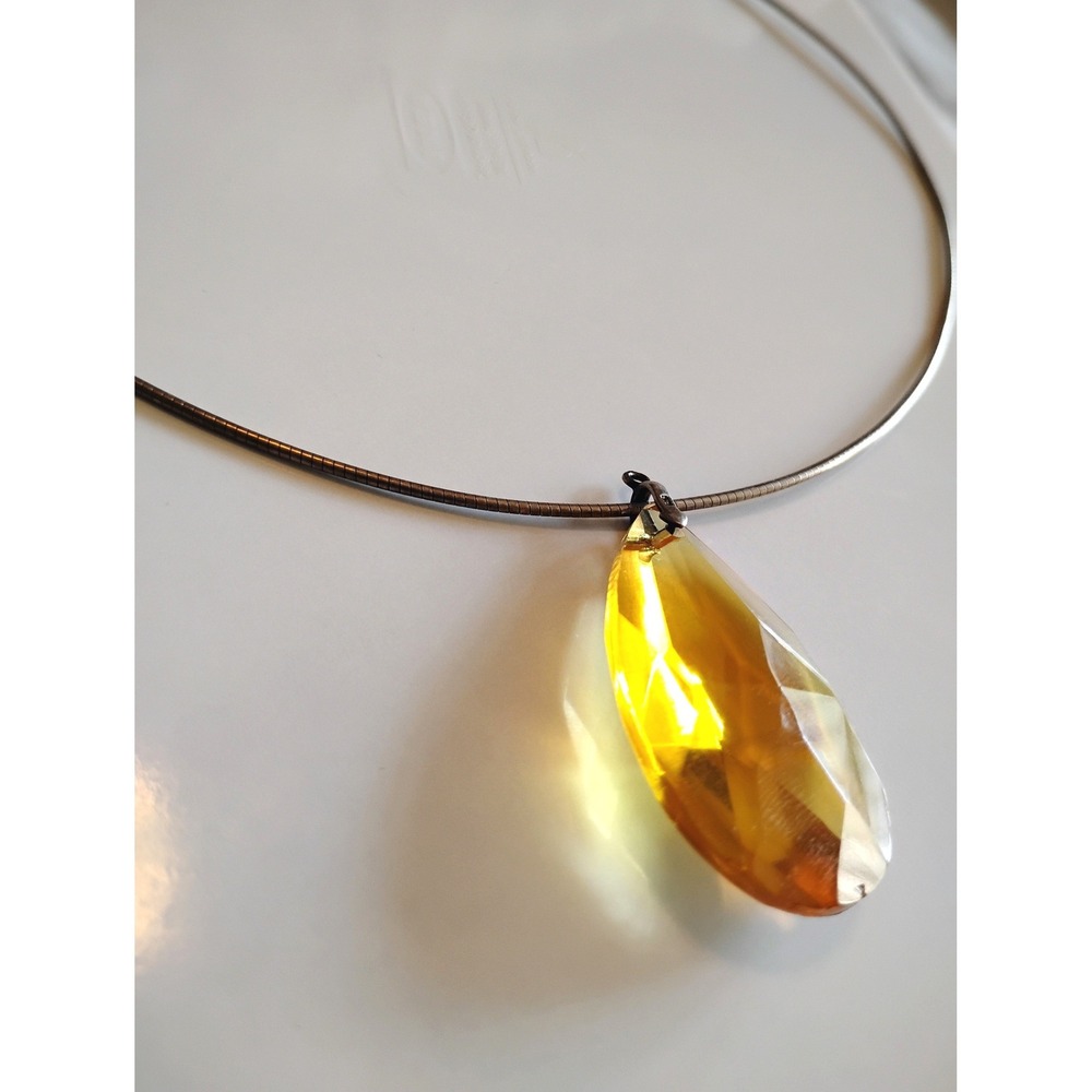 💛Vintage Italian 925 Sterling Omega Honey Teardrop Necklace Coquette Soft Girl